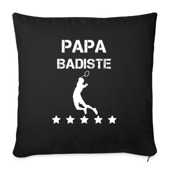 papa badiste badminton fête des pères - Housse de coussin décorative 45 x 45 cm - noir - Devant
