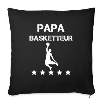papa basketteur basket fête des pères - Housse de coussin décorative 45 x 45 cm - noir - Devant