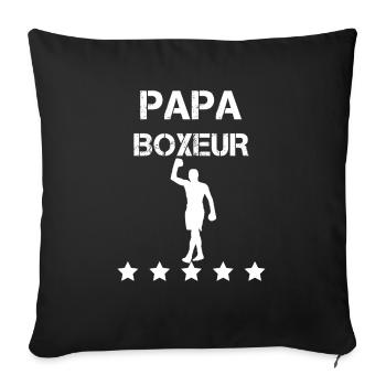 papa boxeur boxe homme fête des pères - Housse de coussin décorative 45 x 45 cm - noir - Devant