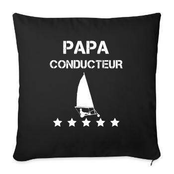 papa conducteur char à voile fête des pères - Housse de coussin décorative 45 x 45 cm - noir - Devant