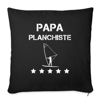 papa planchiste voile fête des pères - Housse de coussin décorative 45 x 45 cm - noir - Devant