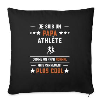 papa athlète papa normal athlé - Housse de coussin décorative 45 x 45 cm - noir - Devant