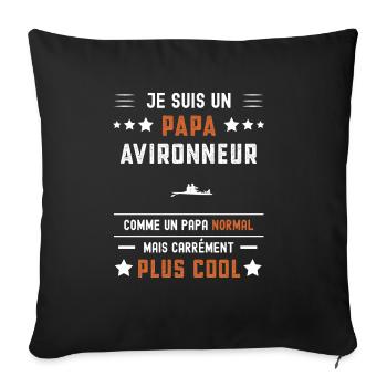 papa avironneur papa normal aviron - Housse de coussin décorative 45 x 45 cm - noir - Devant