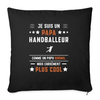 papa handballeur papa normal handball - Housse de coussin décorative 45 x 45 cm - noir - Devant