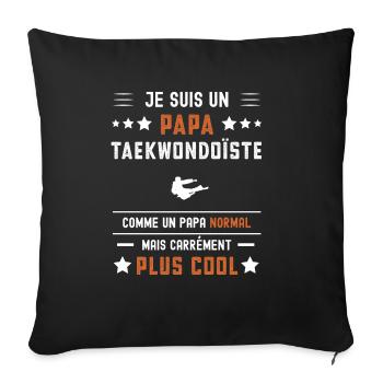 papa taekwondoïste papa normal taekwondo - Housse de coussin décorative 45 x 45 cm - noir - Devant