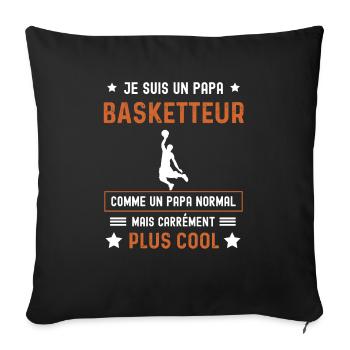 papa basketteur normal père basket - Housse de coussin décorative 45 x 45 cm - noir - Devant