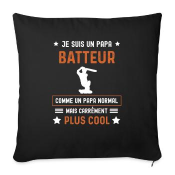 papa batteur normal père cricket - Housse de coussin décorative 45 x 45 cm - noir - Devant