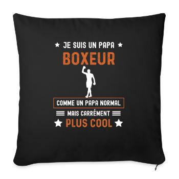 papa boxeur normal père boxe homme - Housse de coussin décorative 45 x 45 cm - noir - Devant