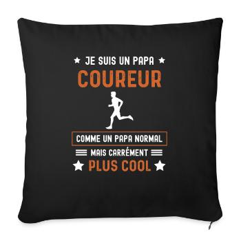 papa coureur normal père footing - Housse de coussin décorative 45 x 45 cm - noir - Devant
