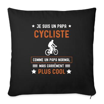 papa cycliste normal père vélo - Housse de coussin décorative 45 x 45 cm - noir - Devant