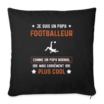 papa footballeur normal père foot - Housse de coussin décorative 45 x 45 cm - noir - Devant