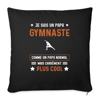 papa gymnaste normal père gym - Housse de coussin décorative 45 x 45 cm - noir - Devant