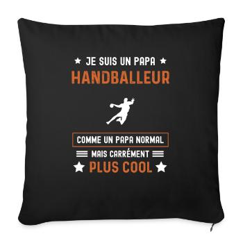 papa handballeur normal père handball - Housse de coussin décorative 45 x 45 cm - noir - Devant