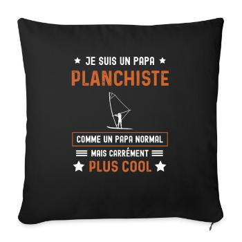 papa planchiste normal père voile - Housse de coussin décorative 45 x 45 cm - noir - Devant