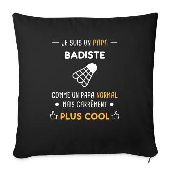 je suis un papa badiste badminton volant - Housse de coussin décorative 45 x 45 cm - noir - Devant
