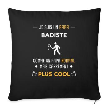 je suis un papa badiste squash - Housse de coussin décorative 45 x 45 cm - noir - Devant