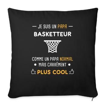 je suis un papa basketteur basket - Housse de coussin décorative 45 x 45 cm - noir - Devant
