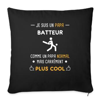 je suis un papa batteur cricket - Housse de coussin décorative 45 x 45 cm - noir - Devant