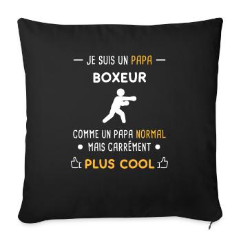 je suis un papa boxeur boxe combat - Housse de coussin décorative 45 x 45 cm - noir - Devant