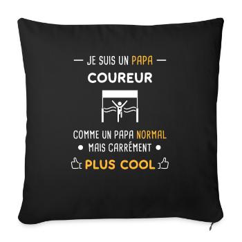 je suis un papa coureur marathon - Housse de coussin décorative 45 x 45 cm - noir - Devant