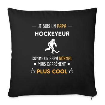 je suis un papa hockeyeur hockey sur glace - Housse de coussin décorative 45 x 45 cm - noir - Devant