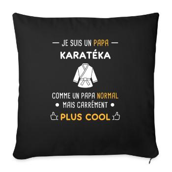 je suis un papa karatéka karaté karategi - Housse de coussin décorative 45 x 45 cm - noir - Devant