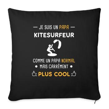 je suis un papa kitesurfeur Kitesurf - Housse de coussin décorative 45 x 45 cm - noir - Devant