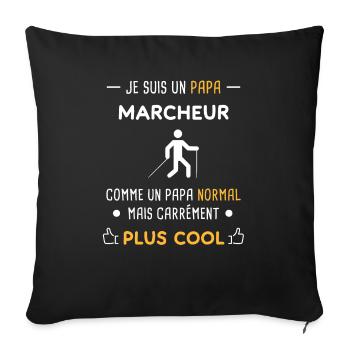 je suis un papa marcheur marche nordique - Housse de coussin décorative 45 x 45 cm - noir - Devant