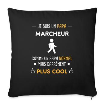 je suis un papa marcheur marche - Housse de coussin décorative 45 x 45 cm - noir - Devant