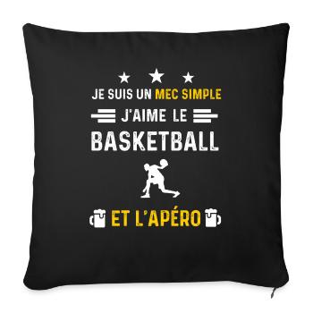 apéro basketball sport mec simple cadeau apéro - Housse de coussin décorative 45 x 45 cm - noir - Devant