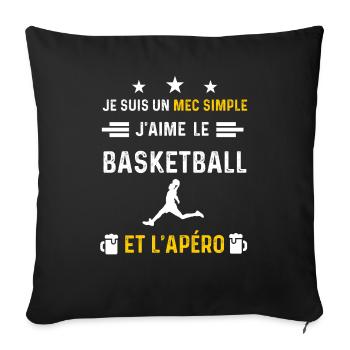 apéro basketball joueur mec simple cadeau apéro - Housse de coussin décorative 45 x 45 cm - noir - Devant