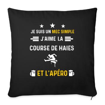 apéro course de haies mec simple cadeau apéro - Housse de coussin décorative 45 x 45 cm - noir - Devant