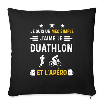 apéro duathlon sport mec simple cadeau apéro - Housse de coussin décorative 45 x 45 cm - noir - Devant