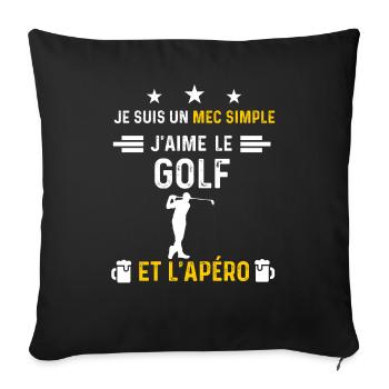 apéro golf mec simple cadeau apéro - Housse de coussin décorative 45 x 45 cm - noir - Devant