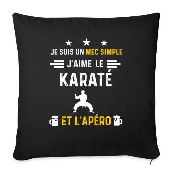 apéro karaté mec simple cadeau apéro - Housse de coussin décorative 45 x 45 cm - noir - Devant