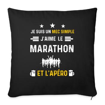 apéro marathon mec simple cadeau apéro - Housse de coussin décorative 45 x 45 cm - noir - Devant