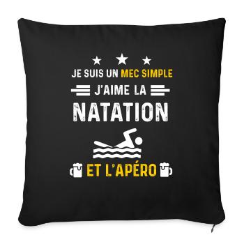apéro natation mec simple cadeau apéro - Housse de coussin décorative 45 x 45 cm - noir - Devant