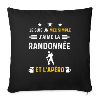 apéro randonnée mec simple cadeau apéro - Housse de coussin décorative 45 x 45 cm - noir - Devant