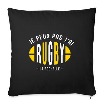 Rugby la rochelle Je peux pas supporter rochelais - Housse de coussin décorative 45 x 45 cm - noir - Devant