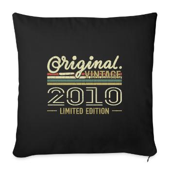 2010 Anniversaire Rétro 2010 Original 2010 Vintage - Housse de coussin décorative 45 x 45 cm - noir - Devant