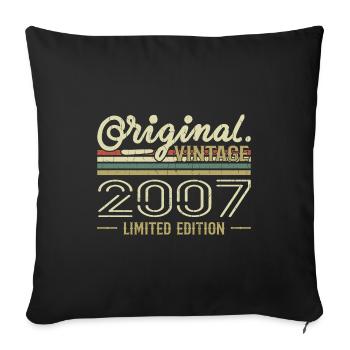 2007 Anniversaire Rétro 2007 Original 2007 Vintage - Housse de coussin décorative 45 x 45 cm - noir - Devant