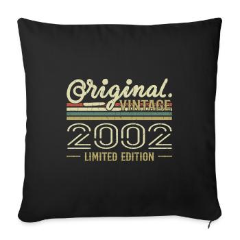 2002 Anniversaire Rétro 2002 Original 2002 Vintage - Housse de coussin décorative 45 x 45 cm - noir - Devant