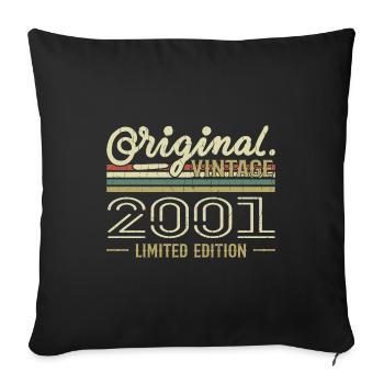 2001 Anniversaire Rétro 2001 Original 2001 Vintage - Housse de coussin décorative 45 x 45 cm - noir - Devant