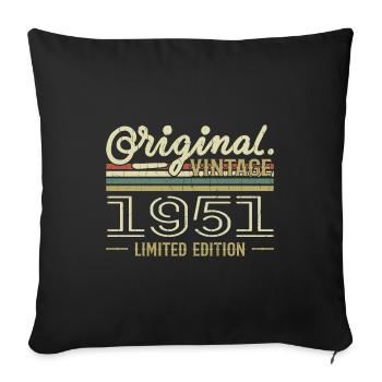 1951 Retro Jubiläum 1951 Original 1951 Jahrgang - Sofakissenbezug 45 x 45 cm - Schwarz - Vorne
