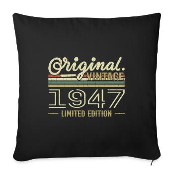 1947 Retro Geburtstag 1947 Original 1947 Jahrgang - Sofakissenbezug 45 x 45 cm - Schwarz - Vorne