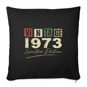 Vintage 1973 Original 1973 Anniversary Gift - Sofa pillowcase 17,3'' x 17,3'' (45 x 45 cm) - black - Front