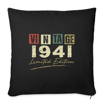 Vintage 1941 Original 1941 Anniversary Gift - Sofa pillowcase 17,3'' x 17,3'' (45 x 45 cm) - black - Front