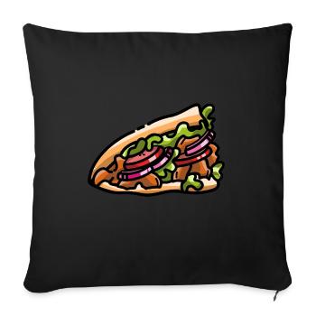 Döner Kebab Dürüm Yufka Dönerfleisch Pain plat - Housse de coussin décorative 45 x 45 cm - noir - Devant