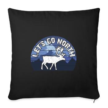 Aller au nord | Nordland | Nord | Caribou | renne - Housse de coussin décorative 45 x 45 cm - noir - Devant