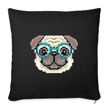 Hipster Pug Pixel Art Dog Lovers - Housse de coussin décorative 45 x 45 cm - noir - Devant